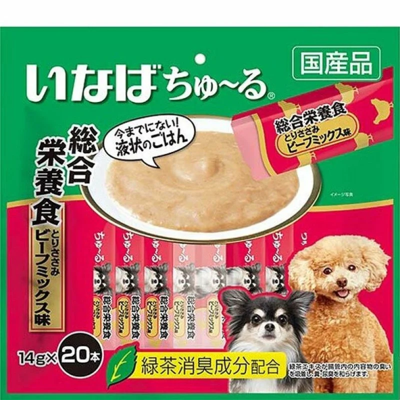 [Self-operated] Japanese INABA Dog Snacks for Dogs, Julu Soft Meat Sauce, Liquid Delicious Snack Bars, 20 Packs, Chicken and Beef Mixed Flavors, Comprehensive Nutritional Additions