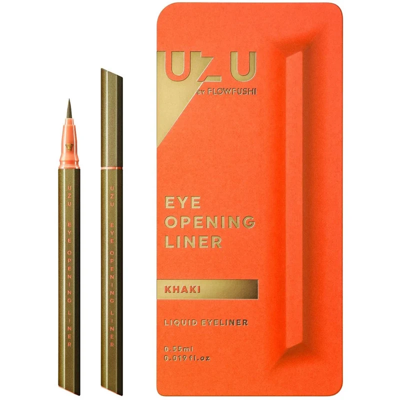 [Self-operated] Japan's FLOWFUSHI new UZU Kumano Craftsman waterproof long-lasting non-smudge colored ultra-fine liquid eyeliner pen 0.55ml KHAKI-khaki