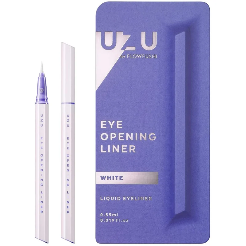 [Self-operated] Japan's FLOWFUSHI new UZU Kumano Craftsman waterproof long-lasting non-smudge colored ultra-fine eyeliner pen 0.55ml WHITE-white