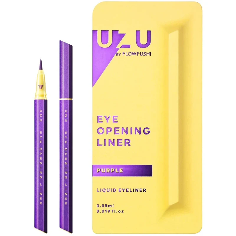 [Self-operated] Japan's FLOWFUSHI new UZU Kumano Craftsman waterproof long-lasting non-smudge colored ultra-fine liquid eyeliner pen 0.55ml PURPLE-Purple
