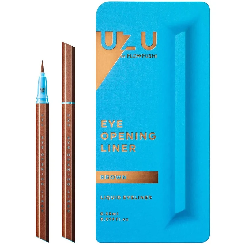 [Self-operated] Japan's FLOWFUSHI new UZU Kumano Craftsman waterproof long-lasting non-smudge colored ultra-fine liquid eyeliner pen 0.55ml BROWN-brown