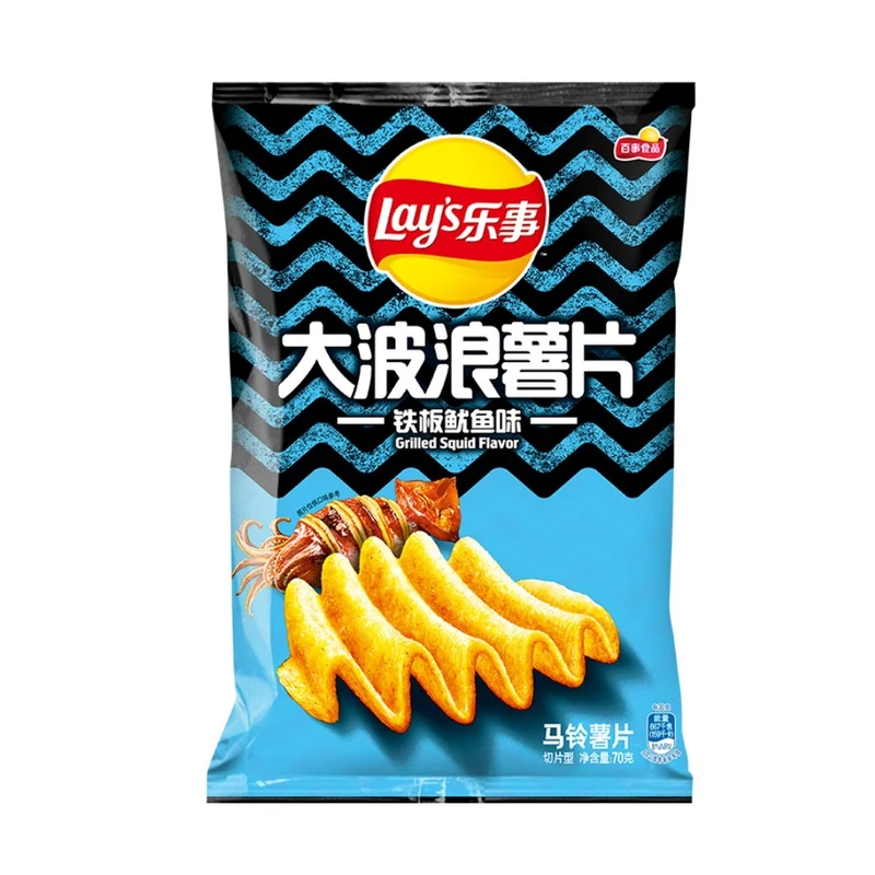 [Self-operated] China Pepsi LAY'S Big Wave Potato Chips Sizzling Squid Flavor Bag 70g