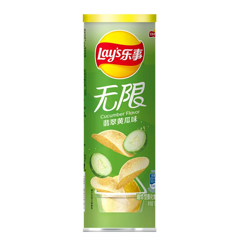 [Self-operated] China Pepsi LAY'S potato chips without jade cucumber flavor 104g/can