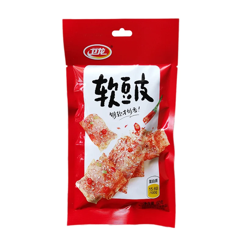 [Self-operated] China WEILONG Weilong Soft Tofu Skin 60g Spicy Flavor Snack Dried Tofu Food Spicy Dried Tofu Snacks