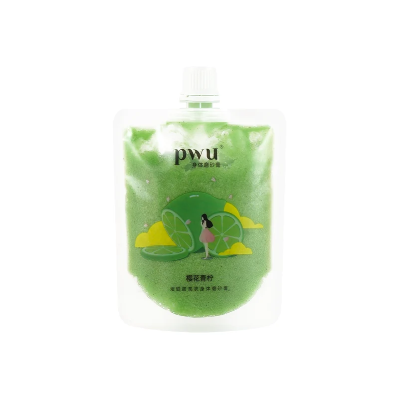 [Self-operated] China PWU Puwu Damei Smoothie Scrub Cherry Blossom Lime 200g Whitening and gentle exfoliation to remove dirt from the body