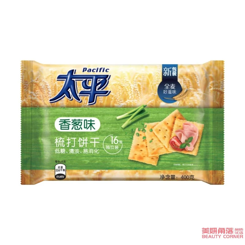 [Self-operated] China PACIFIC Taiping Soda Biscuits 400g Chive Flavor Soda Biscuits Breakfast Meal Replacement Internet Celebrity Food Snacks