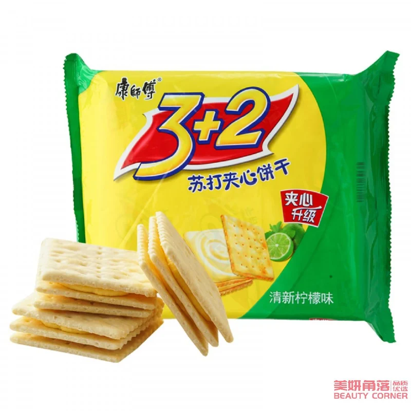 [Self-operated] China MASTER KONG 3+2 soda sandwich biscuits 375g/bag fresh lemon flavor breakfast milk food snacks