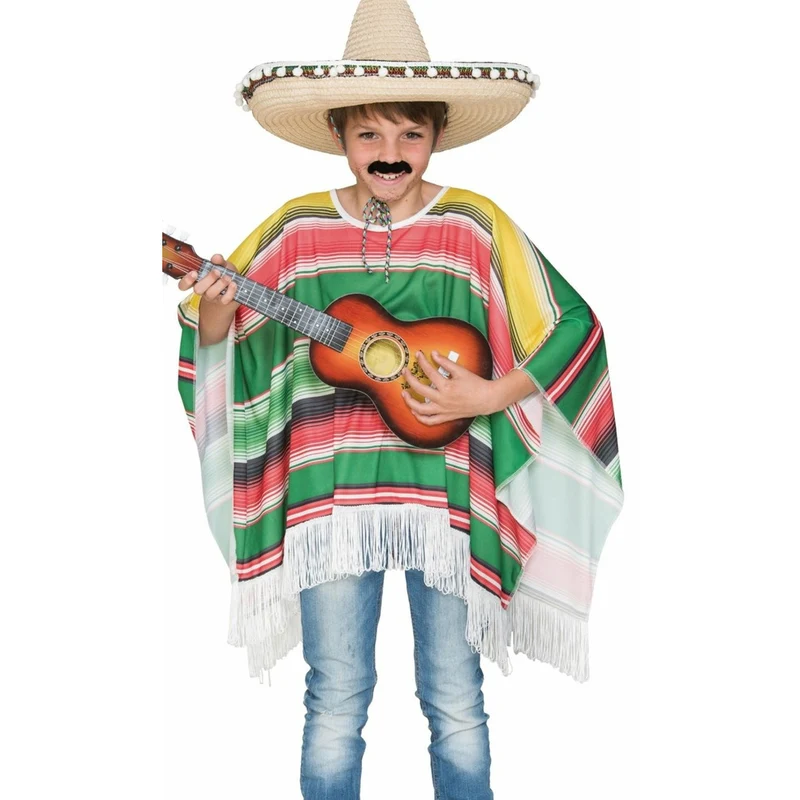 Poncho Mexikaner Vielfarbig für Kinder