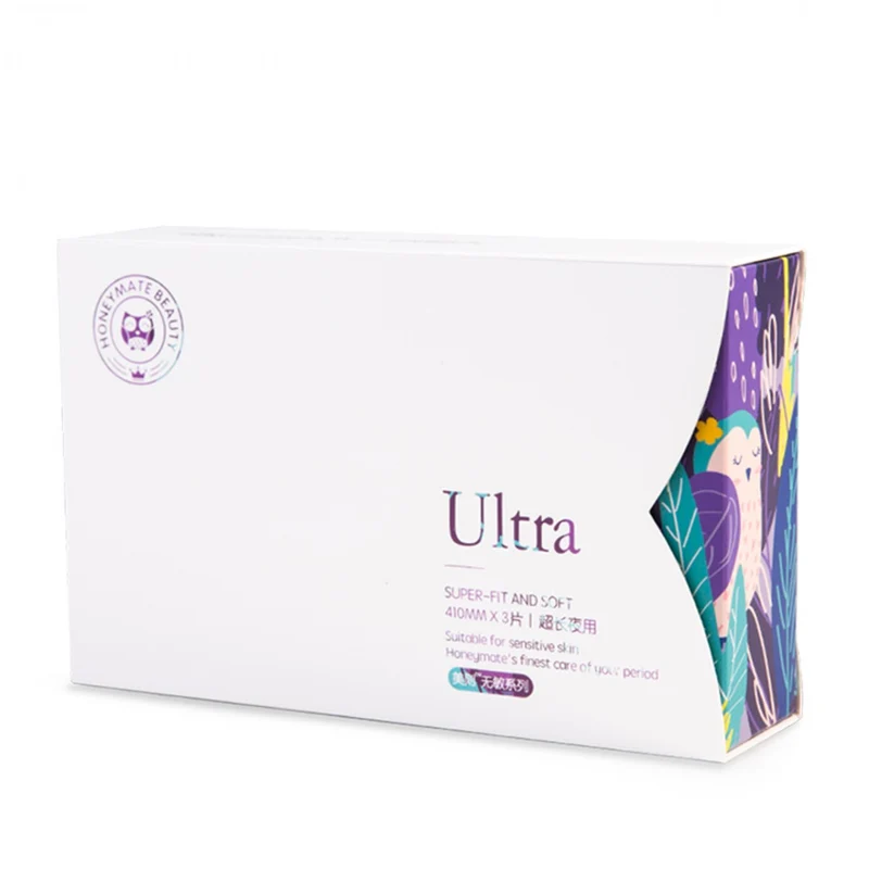 [Self-operated] China Honeymate Double carded cotton non-allergenic series ultra-thin sanitary napkin non-allergenic super long night use 410mm*3 pieces