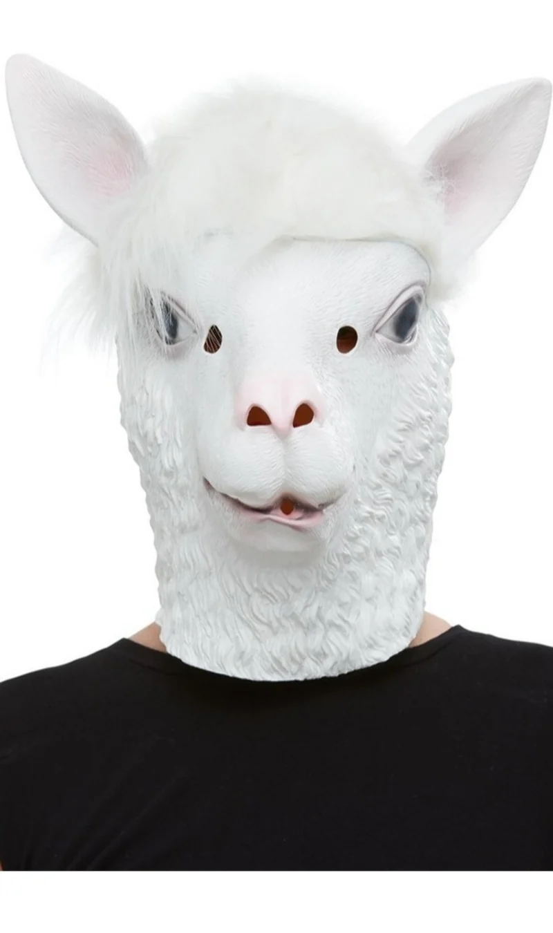Weiße Lama Maske aus Latex