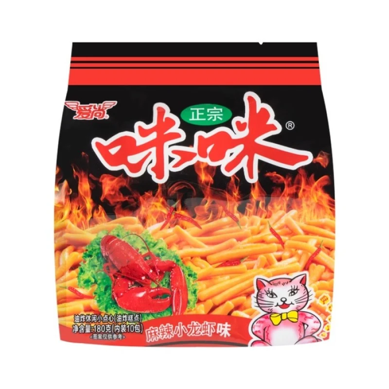 [Self-operated] China Aishang Mimi Shrimp Crackers Crayfish Flavor 180g, 10 small packages included, crispy and delicious childhood taste