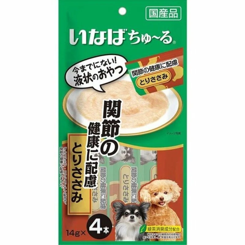 [Self-operated] Japanese INABA Dog Snacks for Dogs, Julu Soft Meat Sauce, Liquid Delicious Snack Bars, 4 Pack, Chicken Mixed Flavor, Joint Health Protection