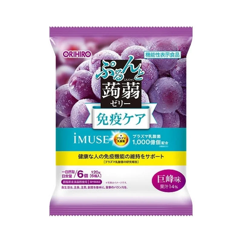 [Self-operated] Japanese ORIHIRO new product functional konjac juice lactobacillus jelly 6 pieces ready to eat and convenient Kyoho grape flavor