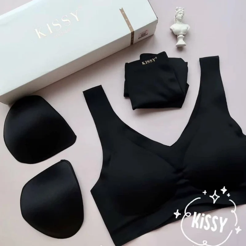 [Self-operated] Chinese KISSY Vest style no-wire seamless underwear, sports yoga bra, comes with panties and chest pads, multiple colors available