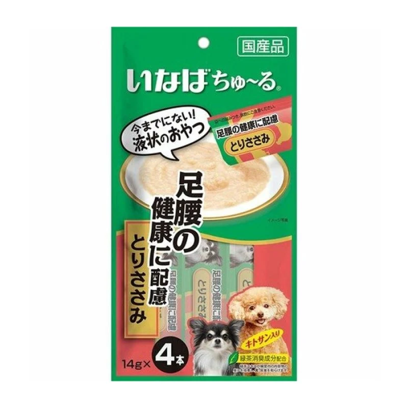 [Self-operated] Japanese INABA Dog Snacks for Dogs, Julu Soft Meat Sauce, Liquid Delicious Snack Bars, 4 Pack, Chicken Mixed Flavor, Foot and Waist Bone Protection