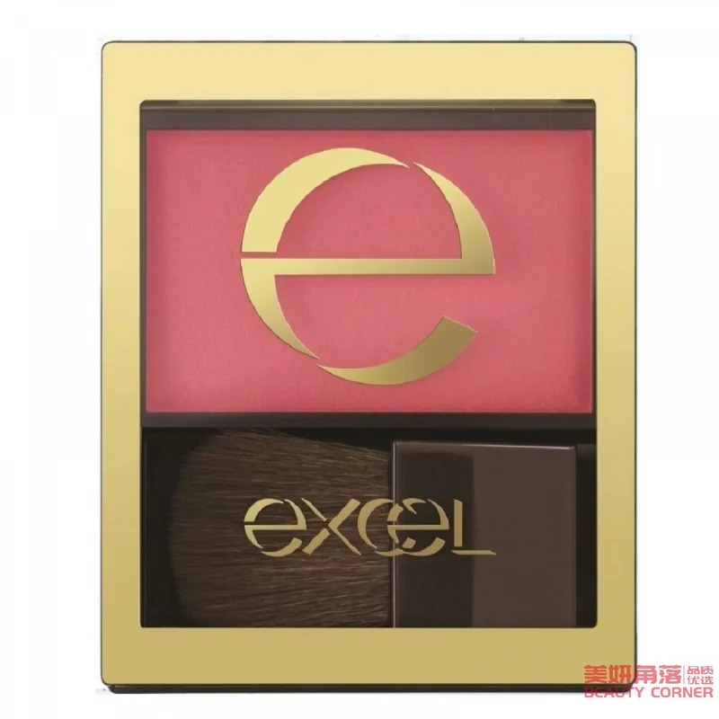 [Self-operated] Japan EXCEL Silk Satin Rouge Blush RC03 Peony Rose Powder Moisturizing Natural Nude Makeup Single Color with Brush