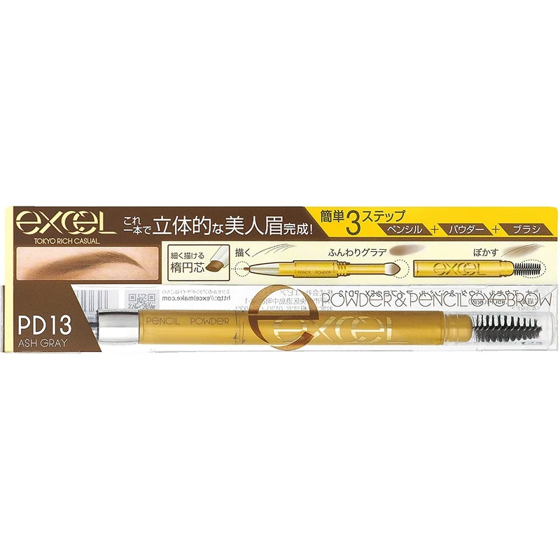 [Self-operated] Japanese EXCEL three-in-one ultra-fine eyebrow pencil PD13 linen gray, waterproof and natural, long-lasting and non-fading for beginners