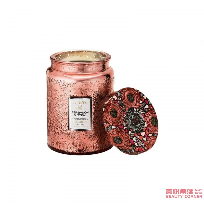 [Self-operated] American VOLUSPA Starry Sky Cup Large Relief Scented Candle 510g PERSIMMON & COPAL-Persimmon Tree and Coba, soothing and sleeping, romantic atmosphere, great gift