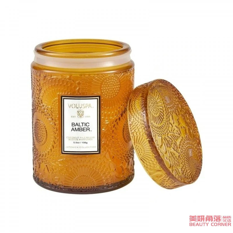 [Self-operated] American VOLUSPA starry sky cup mini large relief scented candle 156g glass cup BALTIC AMBER-Baltic amber soothes the mind and aids sleep, romantic atmosphere, great gift
