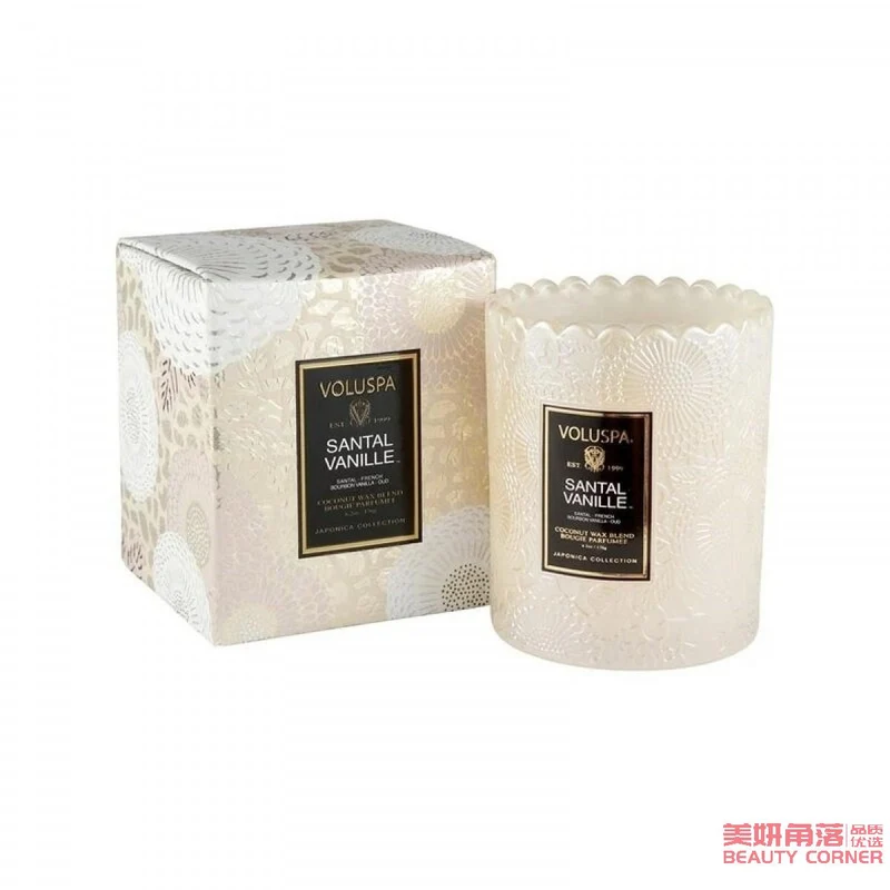 [Self-operated] American VOLUSPA starry sky cup lace embossed cup scented candle 176g glass cup SANTAL VANILLE-sandalwood vanilla, soothing and sleeping, romantic atmosphere, great gift