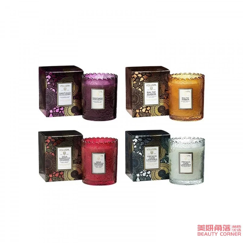 [Self-operated] American VOLUSPA starry sky cup lace embossed cup scented candle 176g glass cup SANTAL VANILLE-sandalwood vanilla, soothing and sleeping, romantic atmosphere, great gift