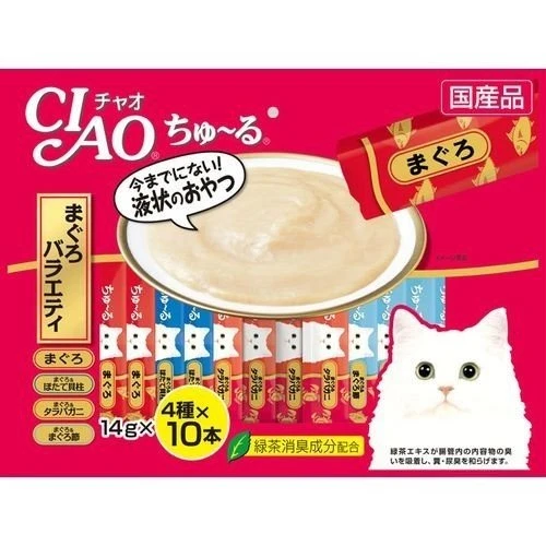 [Self-operated] Japanese CIAO Cat Snacks Churu Miaohaojiulu Nutritious Soft Meat Sauce Delicious Cat Strips 4x10 Pack Tuna Tuna Scallops Tuna King Crab Tuna Bonito Festival 4 flavors 40 strips value pack