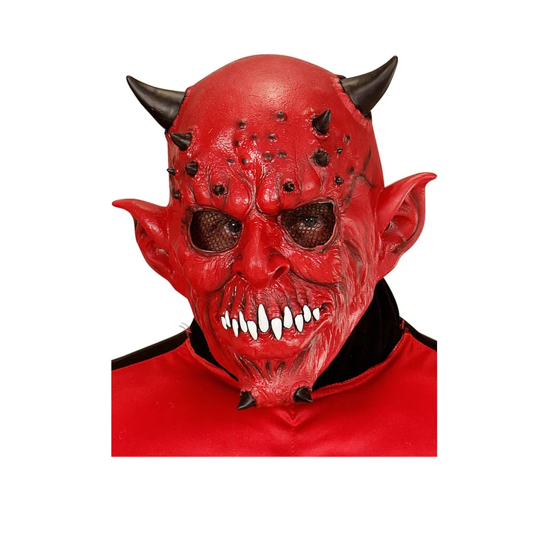Teufel mit Hörner Maske aus Latex