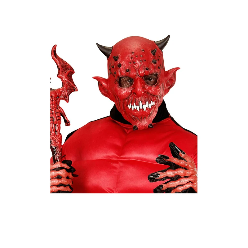Teufel mit Hörner Maske aus Latex