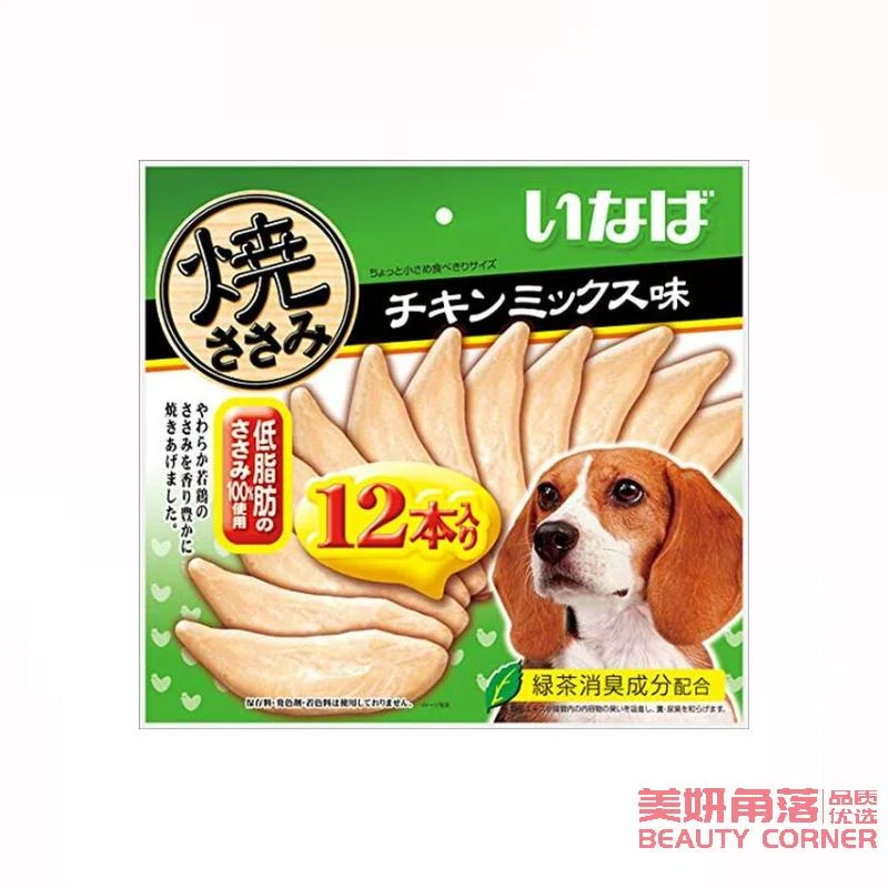 [Self-operated] Japanese INABA Dog Snacks for Dogs, Grilled Chicken Breast, Teeth Cleaning and Molaring Meat Strips, Nutritious Dog Meat Strips, 12 Pack, Chicken Soup Flavor