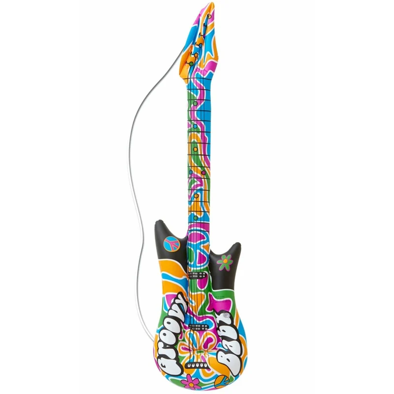Aufblasbare Hippie Gitarre bunt