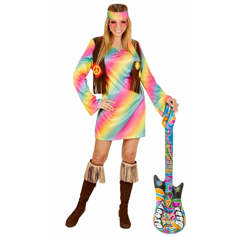 Aufblasbare Hippie Gitarre bunt