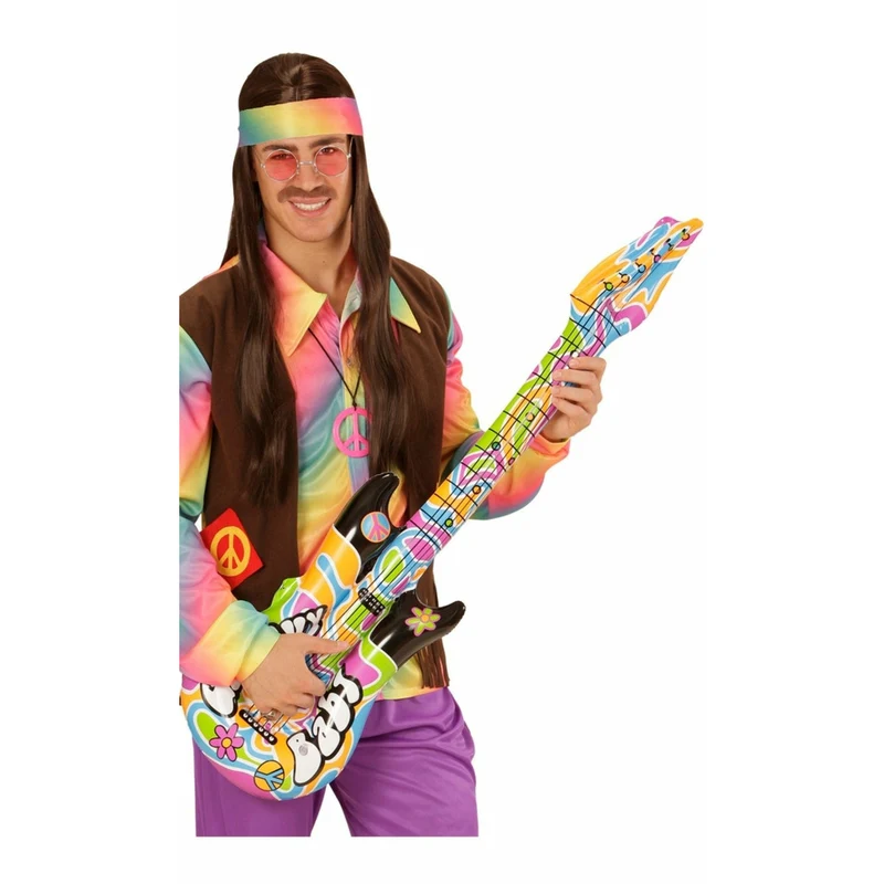 Aufblasbare Hippie Gitarre bunt
