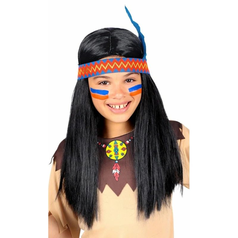 Indianer Perücke mit Feder für Kinder