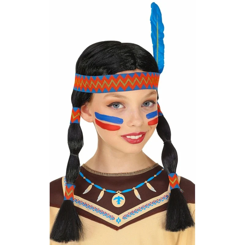 Indianer Perücke mit Zöpfe für Kinder