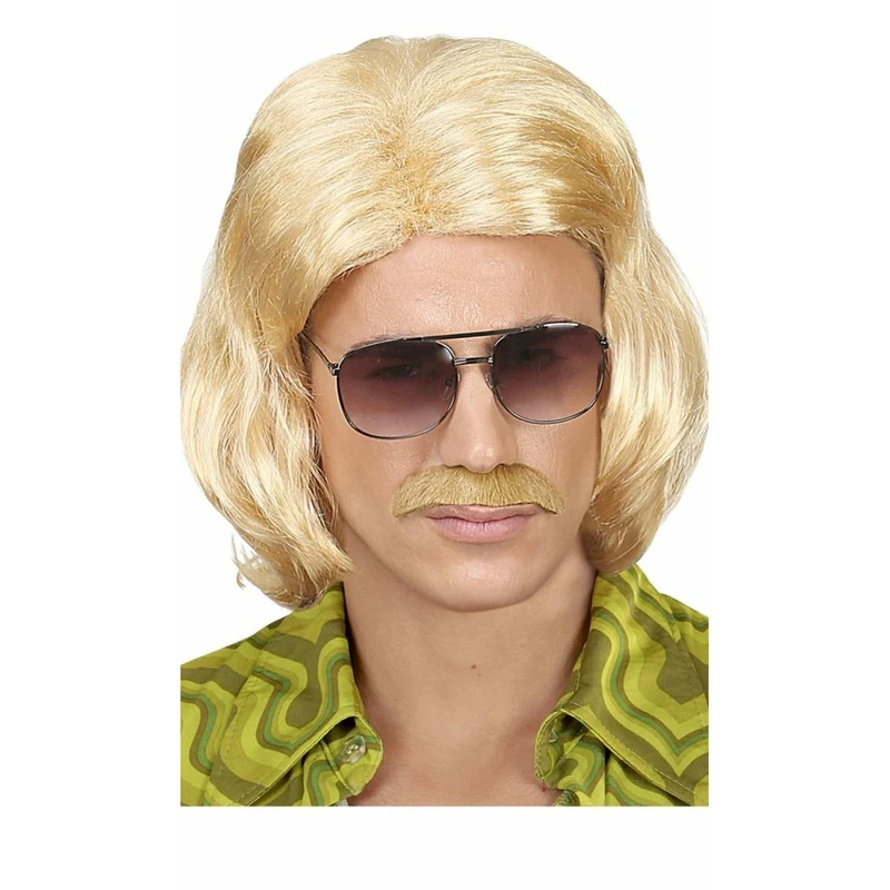 Perücke und Schnurrbart Dandy Blond