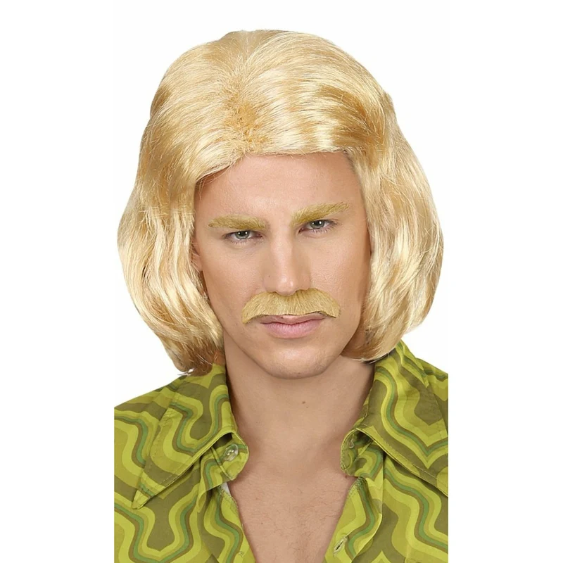 Perücke und Schnurrbart Dandy Blond