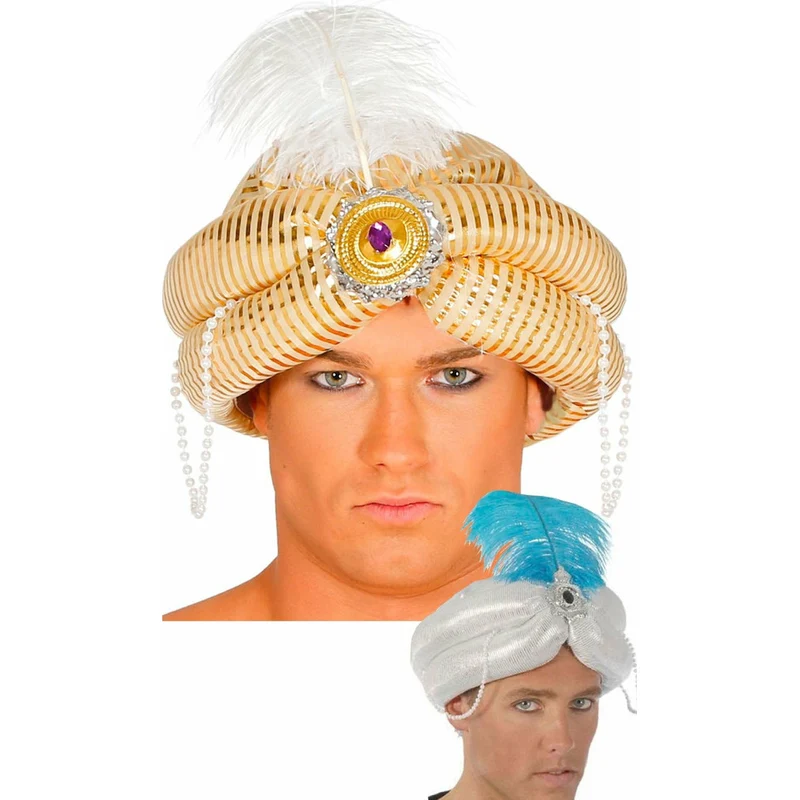 Farbiger, arabischer Turban mit Perlen