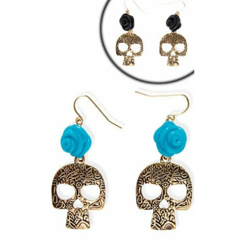 Farbige Ohrringe mit Totenkopf