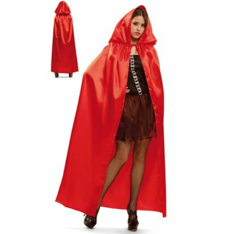 Rotes Cape mit Kapuze aus Satin