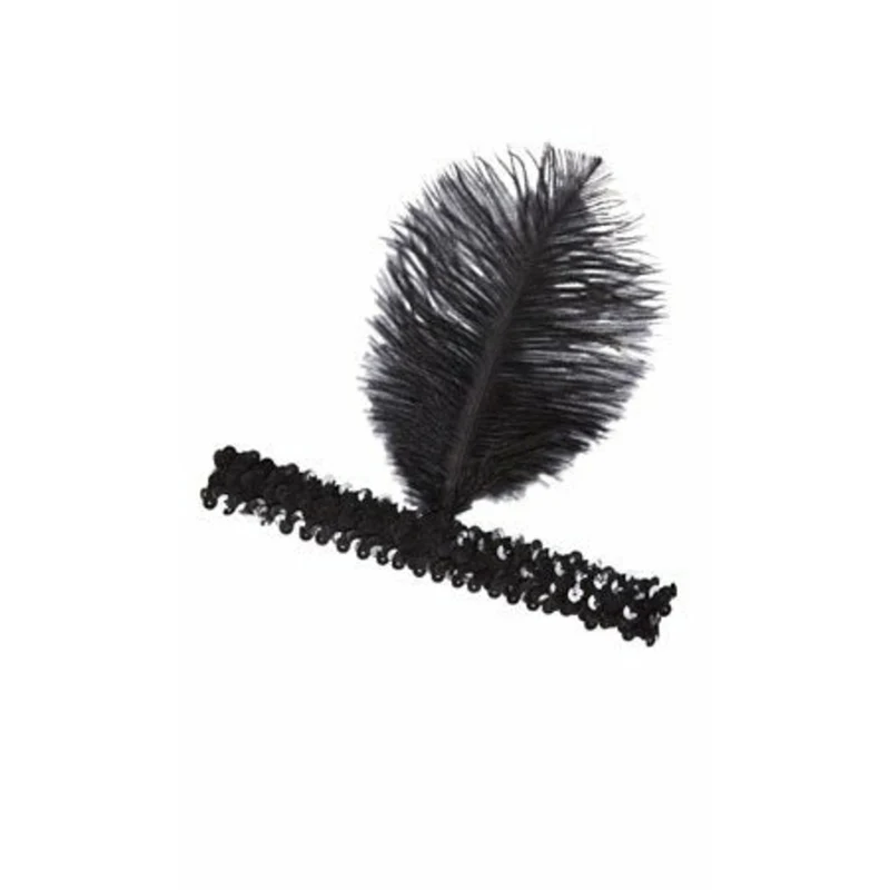 Charleston-Stirnband mit Federschmuck in Schwarz
