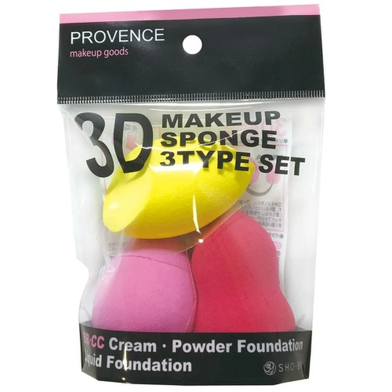 [Self-operated] Japanese SHO-BI 3D makeup sponge puff, gourd water drop beauty sponge, wet and dry use, 3 pieces, cotton pads