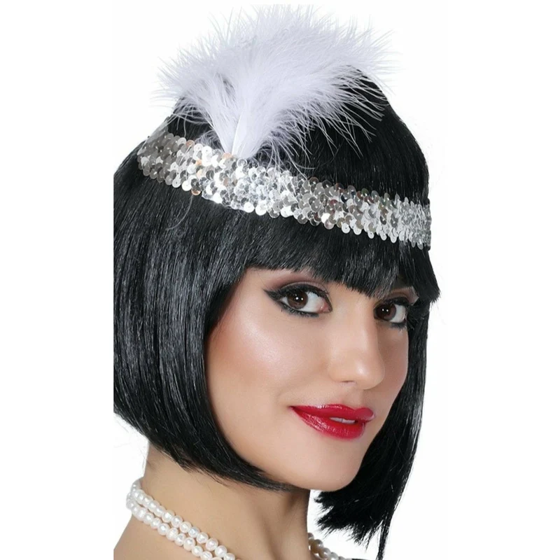 Charleston Stirnband Pailletten silber