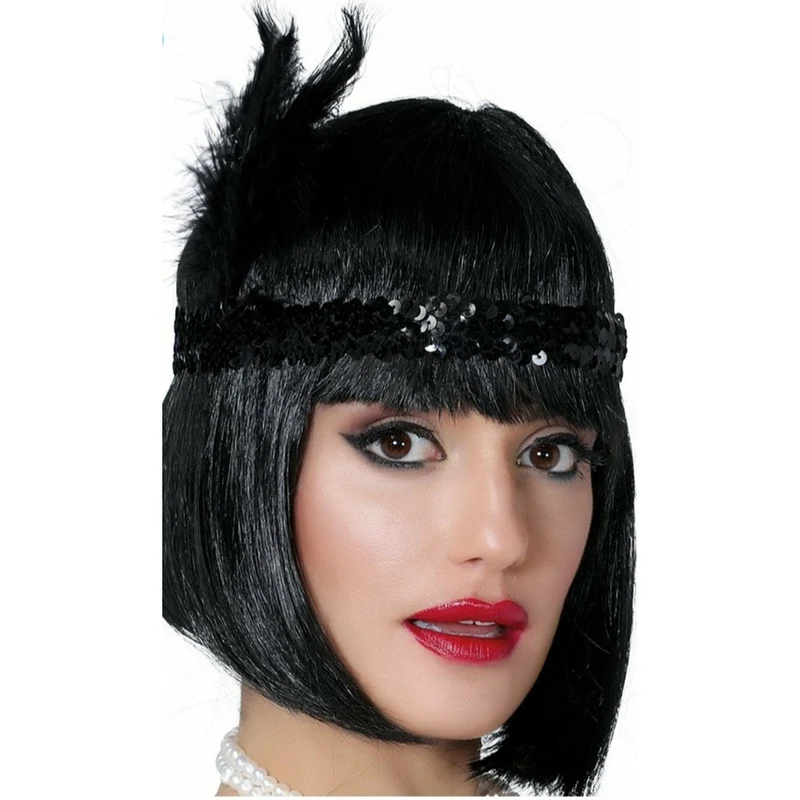 Charleston Stirnband Pailletten schwarz