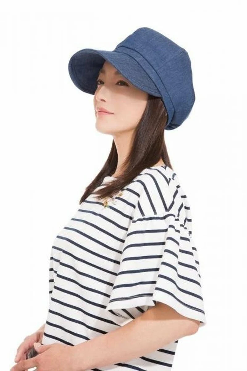 [Self-operated] Japanese UV CUT sun protection hat, fisherman's sun hat, foldable beret, insulated sun hat, denim blue