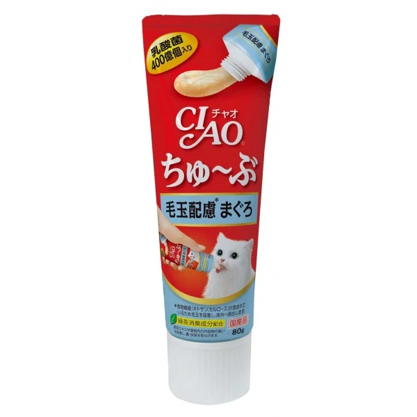 [Self-operated] Japanese CIAO Inaba 400 Billion Lactobacillus Nutritional Cream 80g Tuna Flavor Hair Loss Cream Chirup Liquid Cat Snacks
