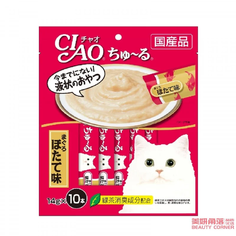 [Self-operated] Japanese CIAO Cat Snacks Miaohaojiulu Adult and Kitten Liquid Cat Strip Pudding 14g*10 Pieces Tuna Scallops