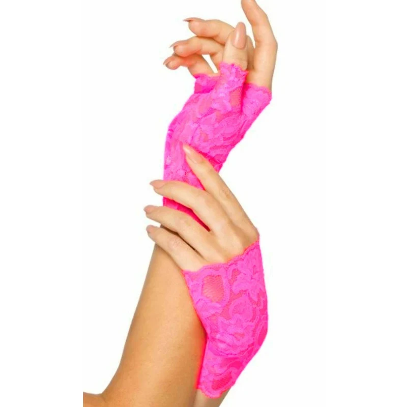 Fingerlosen Spitzen Handschuhe rosa