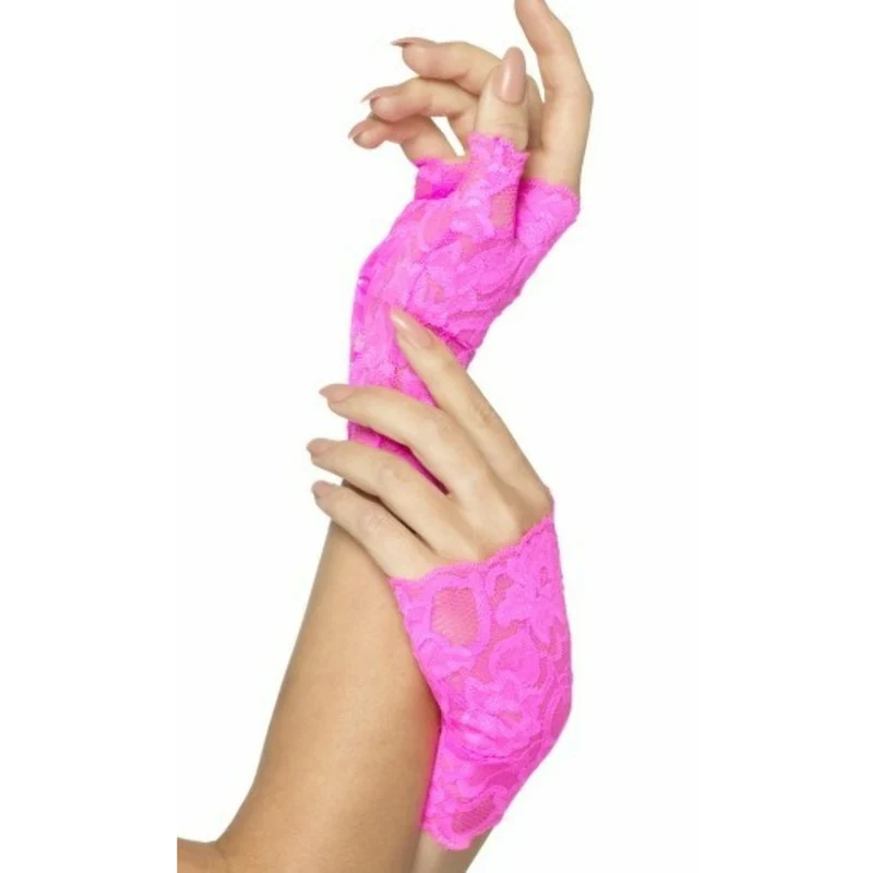 Fingerlosen Spitzen Handschuhe rosa