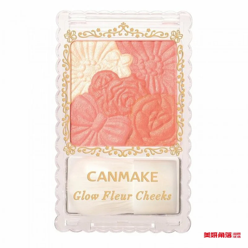 [Self-operated] Japan Canmake Ida petal carving five-color blush pearlescent 03 fairy orange hibiscus high-gloss rouge contour powder with brush