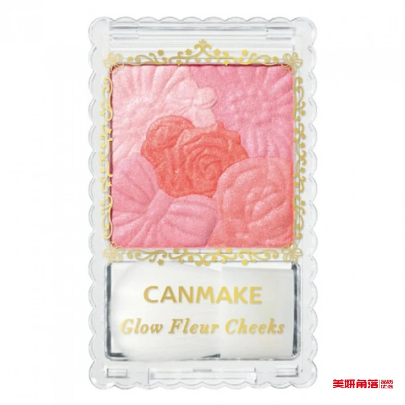 [Self-operated] Japan Canmake Ida petal carving five-color blush pearlescent 05 girly pink high-gloss rouge contour powder with brush